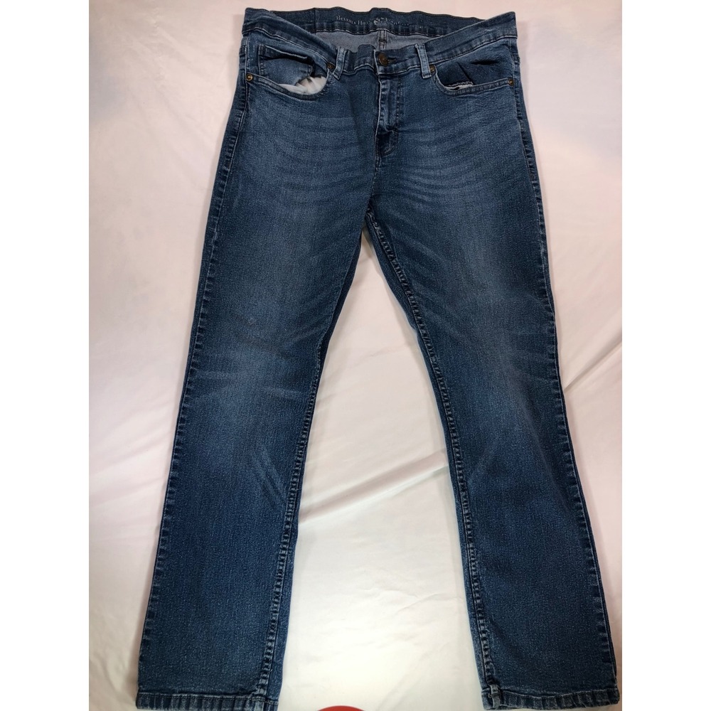 Beverly Hills Polo Club Mens Straight Leg Jeans Blue Sulfur Smoke 36x30 Stretch